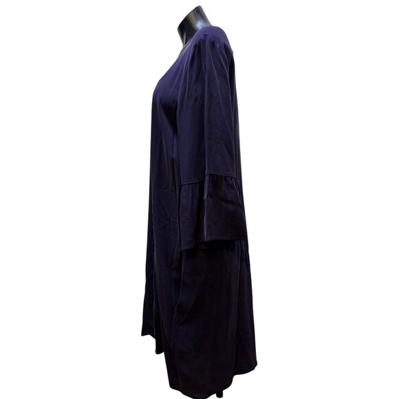 NWT Eileen Fisher Silk Blend Rndk Short Dress Purple L - Picture 4 of 6
